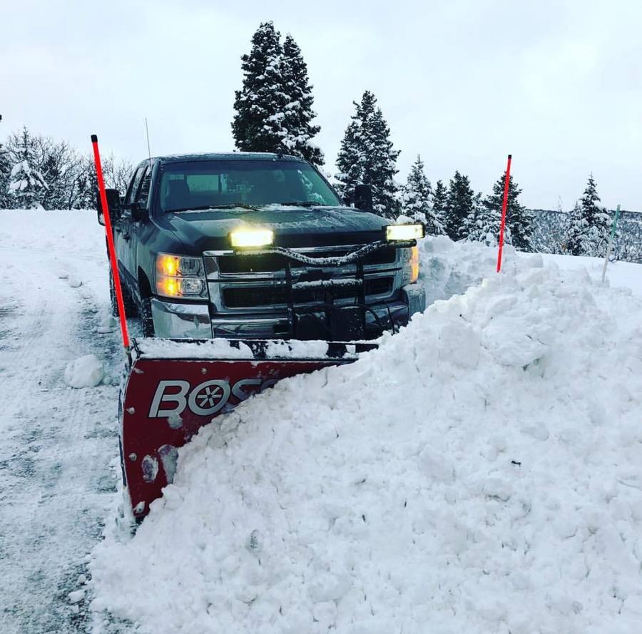 TC Scapes Boss plow truck night snow removal Utah
